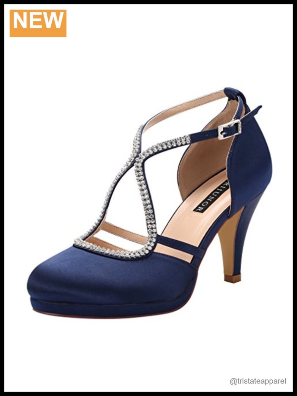 Women's Low Heel Closed-Toe Ankle Strap Satin Platform Wedding Shoes